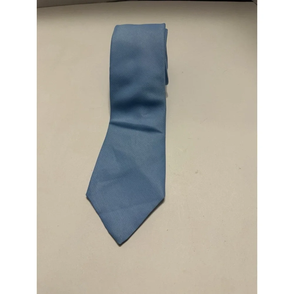 The Men's Shop JCPenney Light Blue Ribbed Polyester Necktie RN 20521